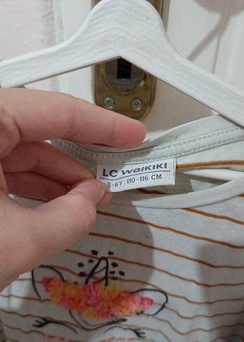 Kız Çocuk Bej Çizgili Uzun Kollu - Görsel 2