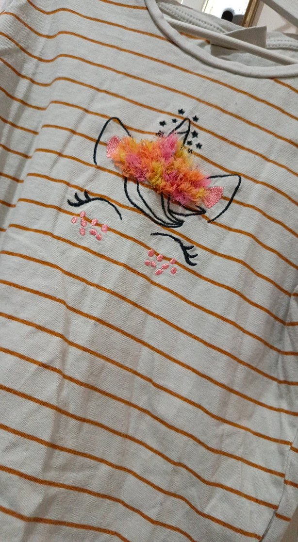 Kız Çocuk Bej Çizgili Uzun Kollu - Görsel 3