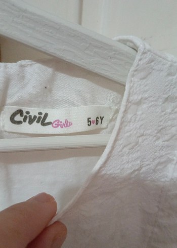 Beyaz Fırfırlı Kız Çocuk Keten Elbise - Görsel 3