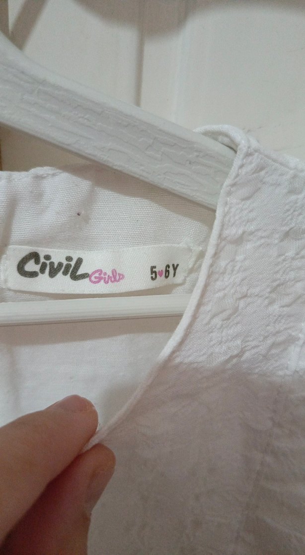 Beyaz Fırfırlı Kız Çocuk Keten Elbise - Görsel 3