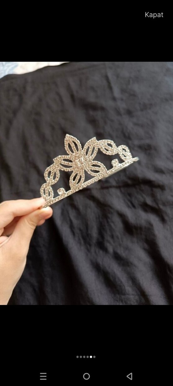Parlak Beyaz Sıralı Taşlı Gelin Tacı - Görsel 5