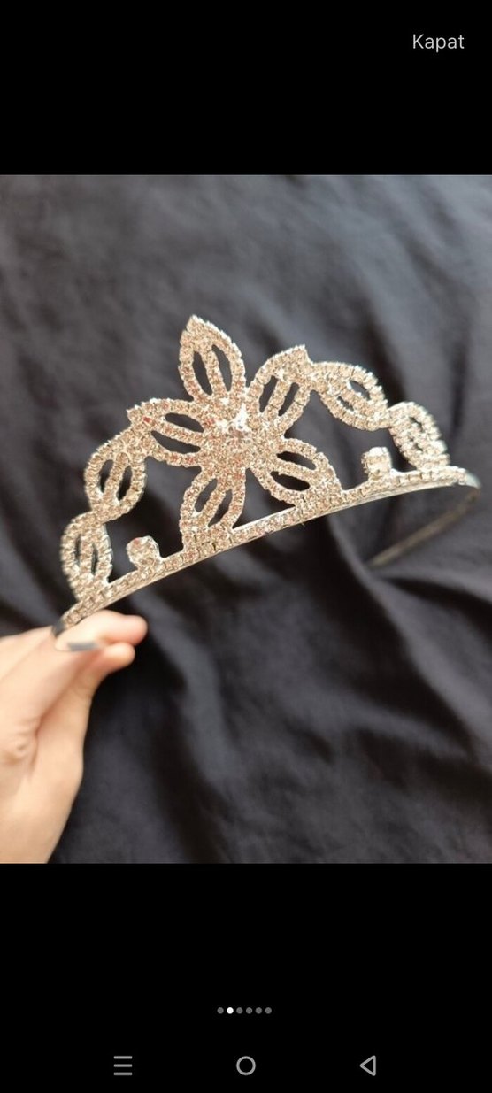 Parlak Beyaz Sıralı Taşlı Gelin Tacı - Görsel 2