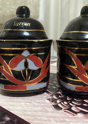 Siyah Desenli Geleneksel Baharatlık Seti - Görsel 2