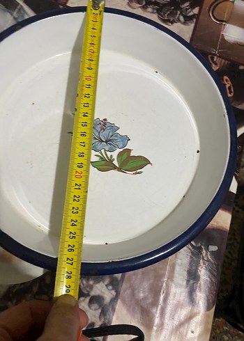 Mavi Kenarlı Çiçek Desenli Tabak - Görsel 5