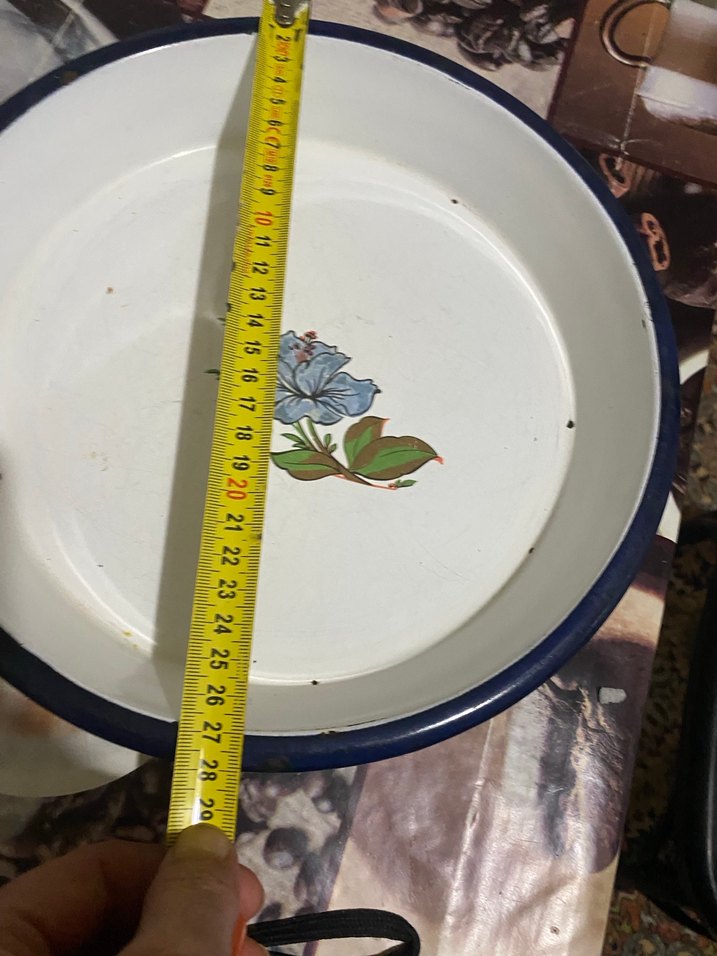 Mavi Kenarlı Çiçek Desenli Tabak - Görsel 5