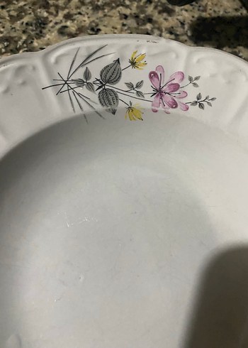 Pastel Çiçek Desenli Beyaz Tabak - Görsel 5