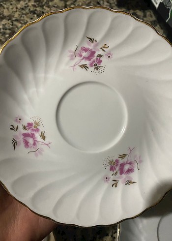 Vintage Beyaz Çiçek Desenli Tabak - Görsel 3