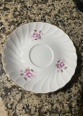 Vintage Beyaz Çiçek Desenli Tabak - Görsel 4