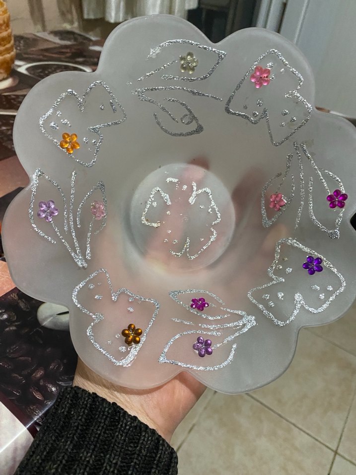 Çiçek Desenli Işıltılı şekerlik - Görsel 5