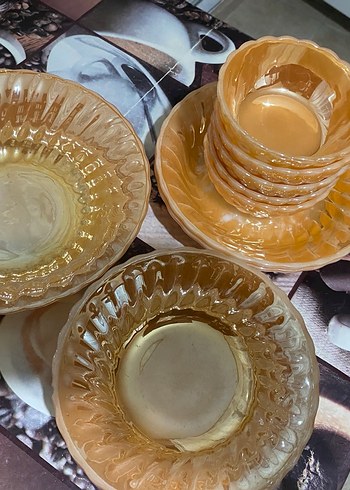 Bej Renkli Cam Kase ve Tabak Seti - Görsel 3