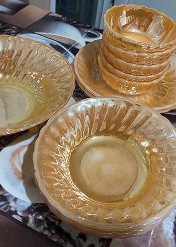 Bej Renkli Cam Kase ve Tabak Seti - Görsel 4