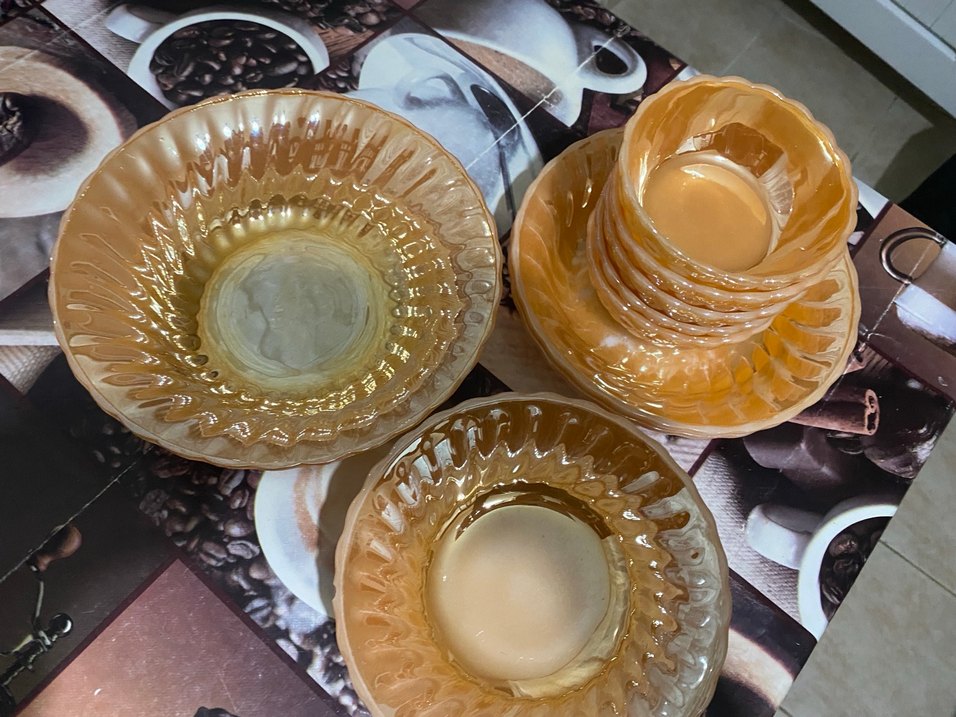 Bej Renkli Cam Kase ve Tabak Seti - Görsel 2