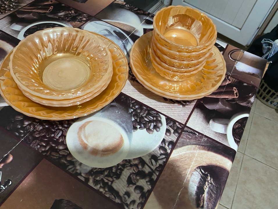 Bej Renkli Cam Kase ve Tabak Seti - Görsel 5