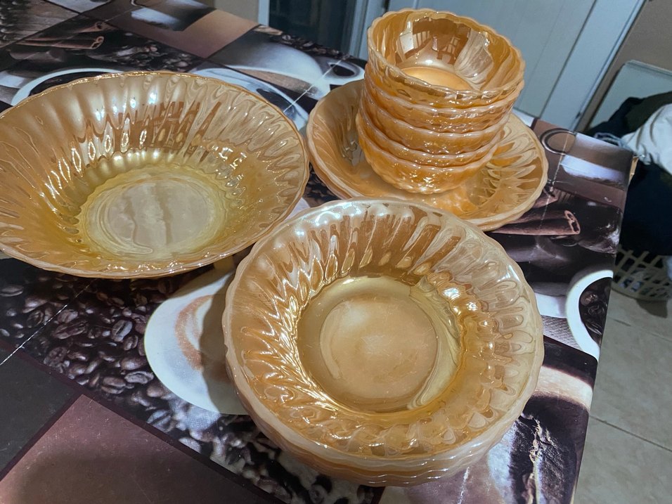 Bej Renkli Cam Kase ve Tabak Seti - Görsel 4