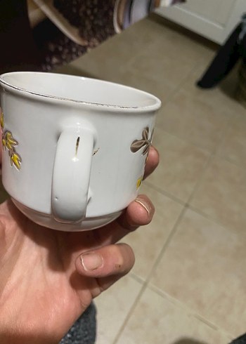 Çiçek Desenli Beyaz Seramik Kupa - Görsel 5