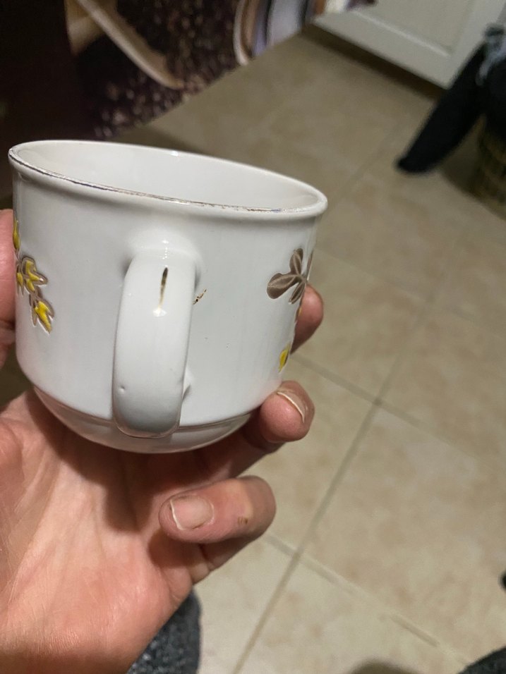 Çiçek Desenli Beyaz Seramik Kupa - Görsel 5