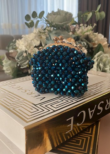 Kristal boncuk mini bag/cüzdan