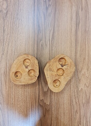 İki adet doğal ürün ahşap kütük mumluk - Görsel 5