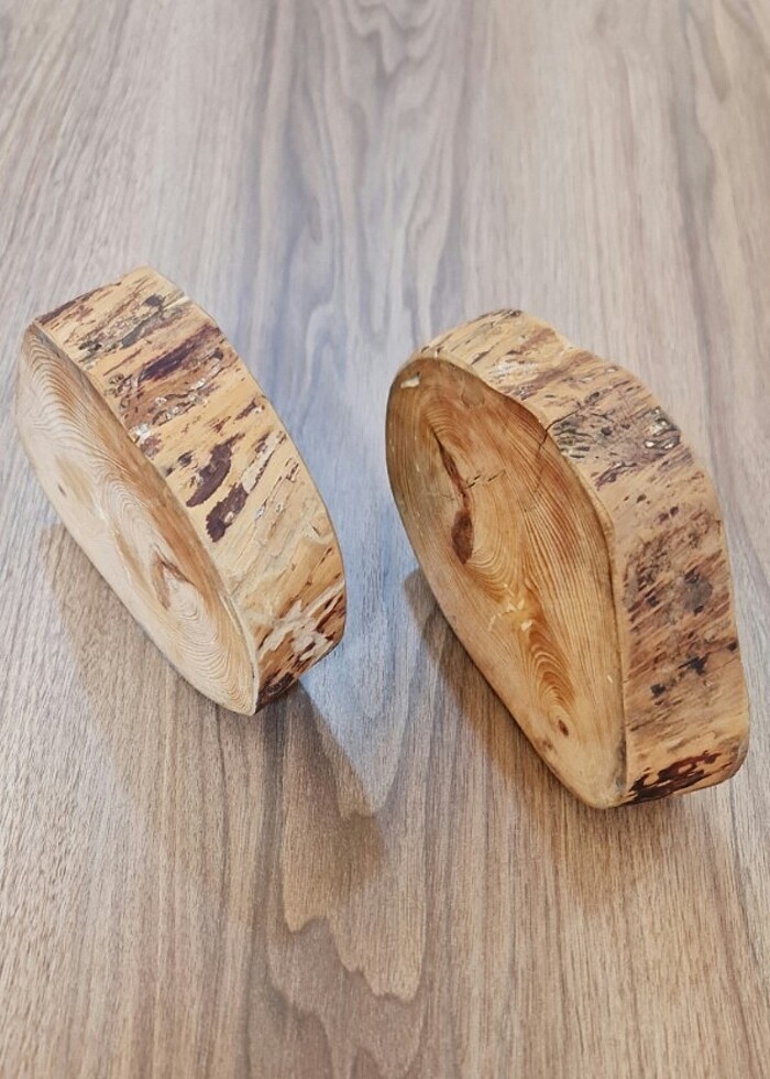 İki adet doğal ürün ahşap kütük mumluk - Görsel 2