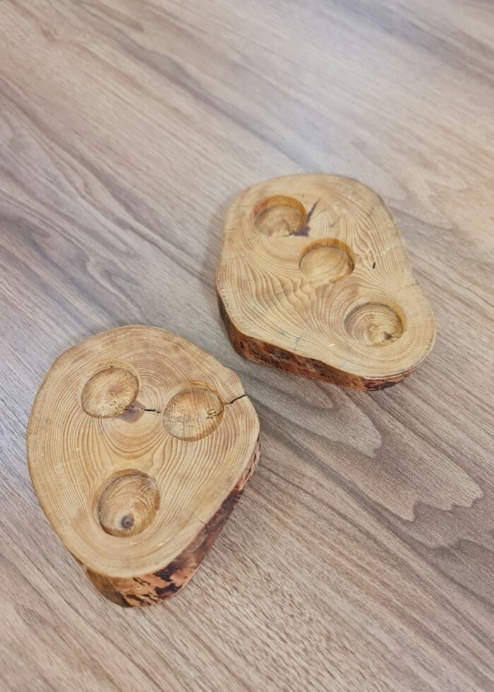 İki adet doğal ürün ahşap kütük mumluk - Görsel 3