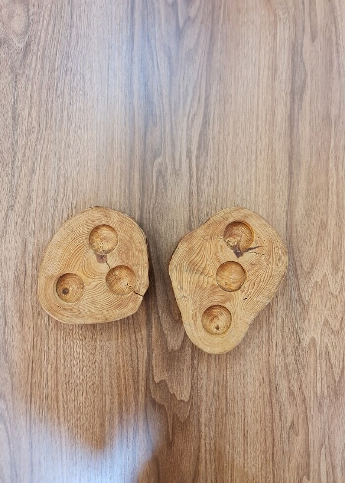 İki adet doğal ürün ahşap kütük mumluk - Görsel 5
