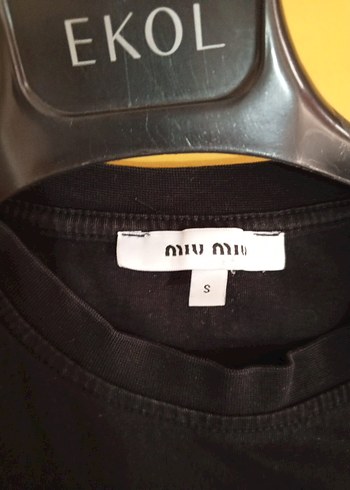 Miu Miu Siyah miu miu Baskılı Kısa Kollu Kadın Tişört