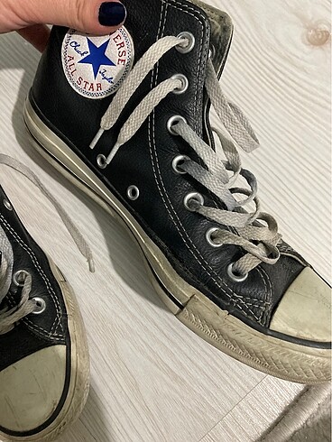 38 Beden siyah Renk siyah deri converse chuck taylor