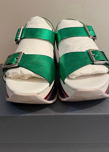 Parlak Renkli Platform Topuklu Kadın Sandalet - Görsel 6