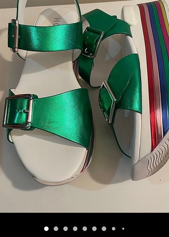 Parlak Renkli Platform Topuklu Kadın Sandalet - Görsel 3