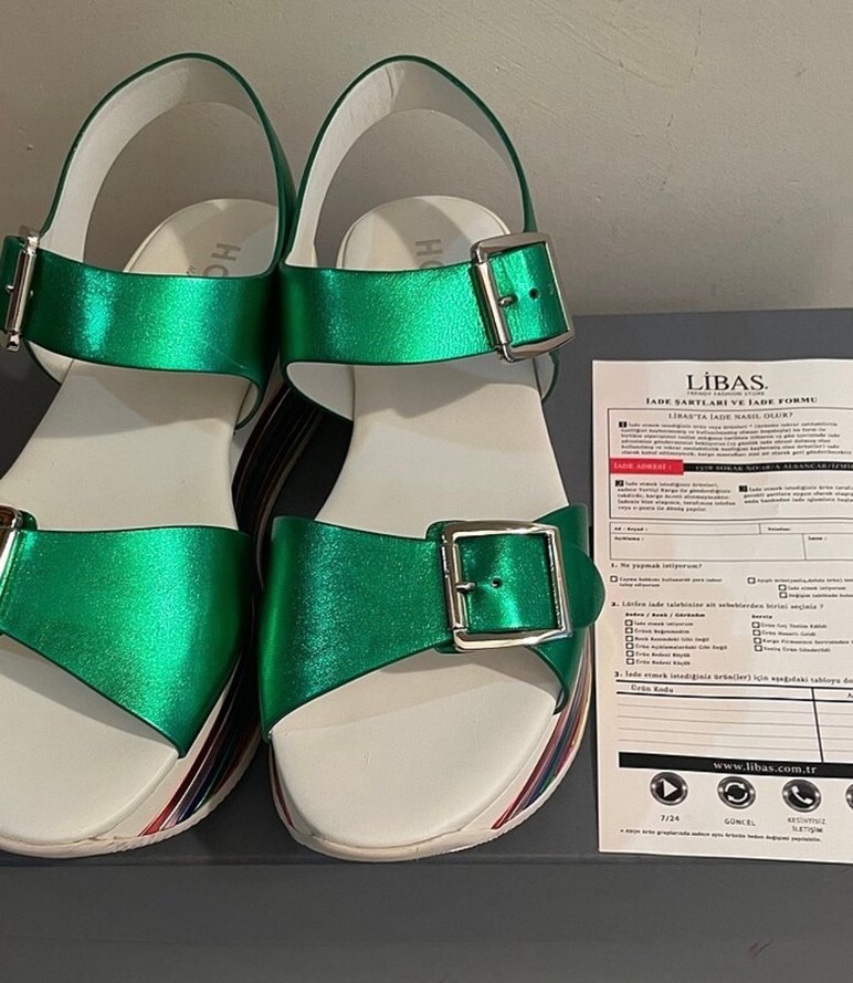 Parlak Renkli Platform Topuklu Kadın Sandalet - Görsel 4