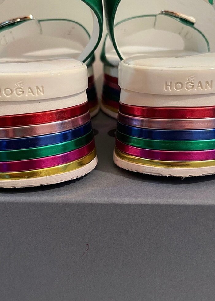 Parlak Renkli Platform Topuklu Kadın Sandalet - Görsel 2