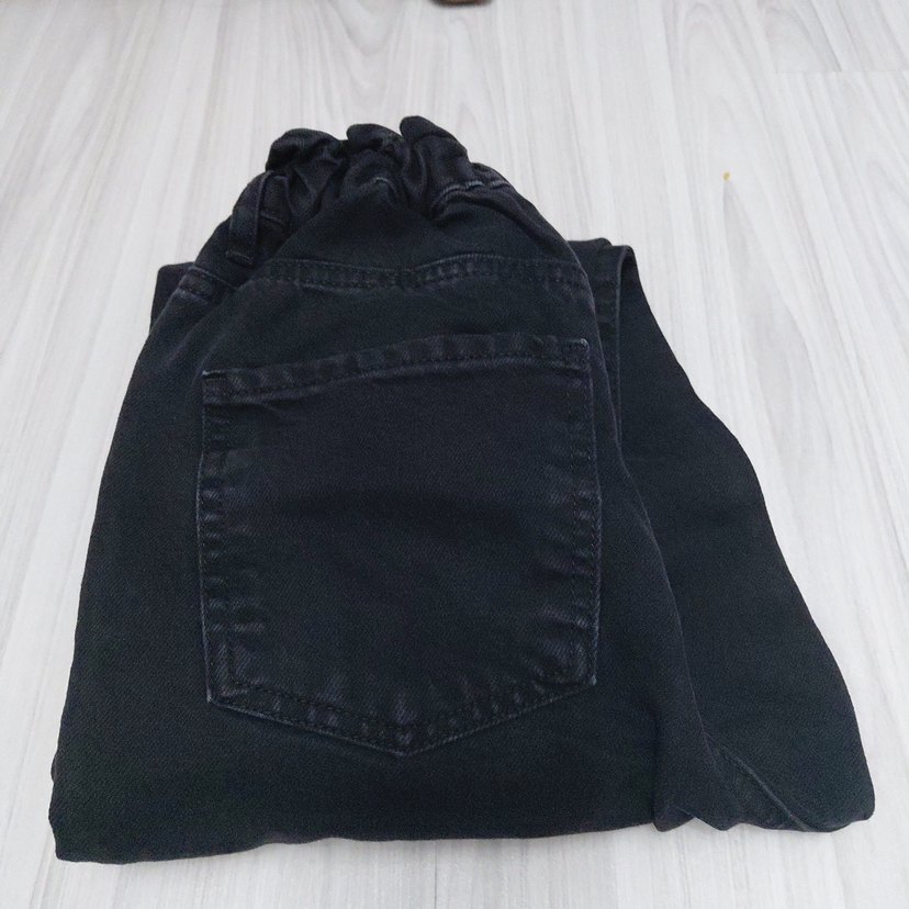 Kadın Siyah beli lastikli jean - Görsel 2