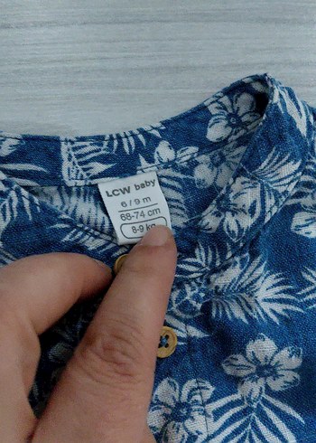 Mavi Yaprak Desenli Kısa Kollu Bebek Takımı - Görsel 2