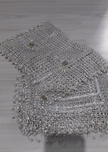 El yapımı Bohem tarzı gümüş renkli dantel örtü - Görsel 3