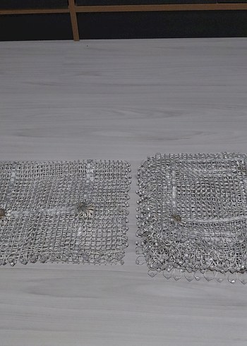 El yapımı Bohem tarzı gümüş renkli dantel örtü - Görsel 2