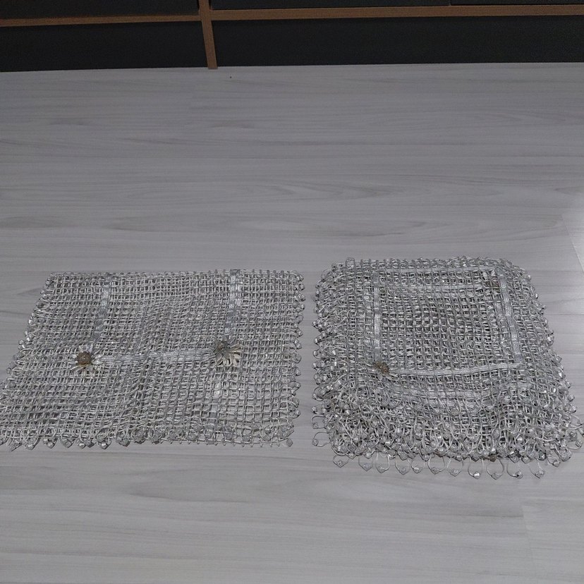 El yapımı Bohem tarzı gümüş renkli dantel örtü - Görsel 2