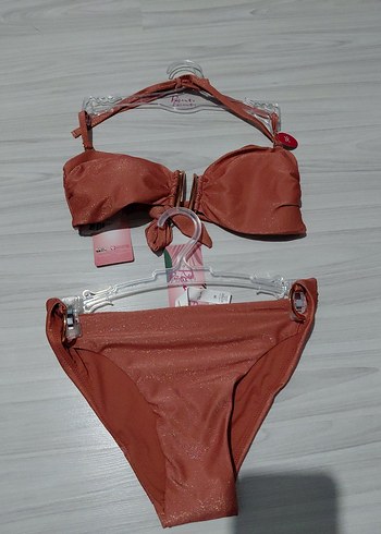 Kahverengi Mini Bantlı Kadın Bikini sim detaylı