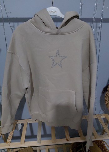 BejKapüşonlu Rahat Kesim Sweatshirt