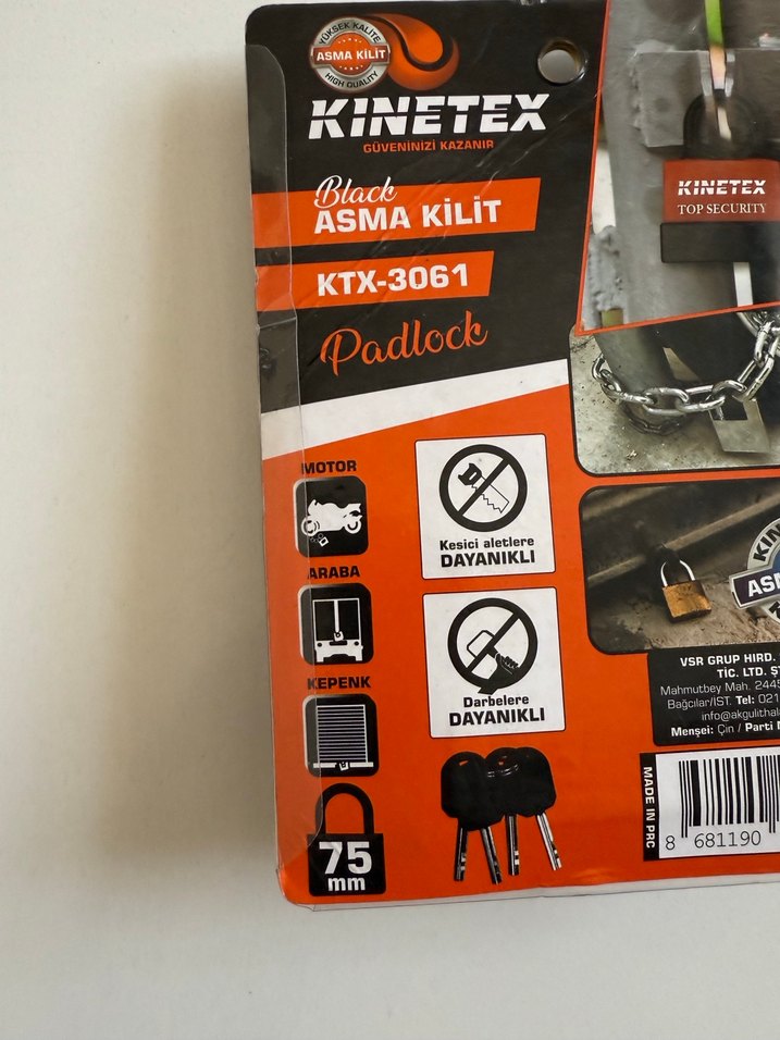 Kalın sıfır Asma kilit 4 anahtarlı - Görsel 4