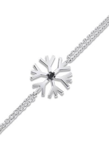 Zen pırlanta 0,06 Karat Siyah Pırlantalı kar taneli bileklik - Görsel 3