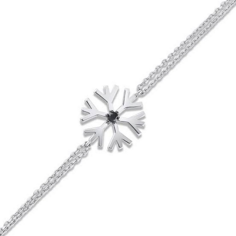 Zen pırlanta 0,06 Karat Siyah Pırlantalı kar taneli bileklik - Görsel 3