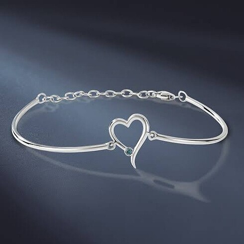 Blue Diamond 0.01 Karat Pırlantalı 925 Ayar Gümüş Kalpli Bayan B