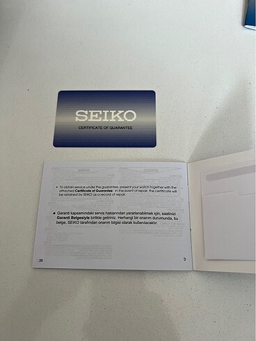 Beden Seiko orijinal kitapçık+boş sertifikası