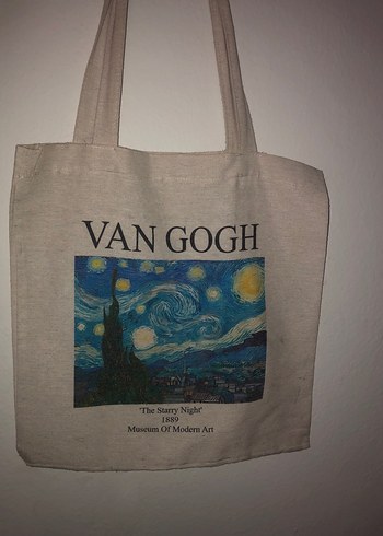 Van Gogh Baskılı Keten Kadın Çanta