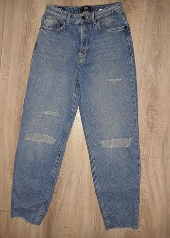 Gri Mavi Loose Fit Kadın Denim Pantolon