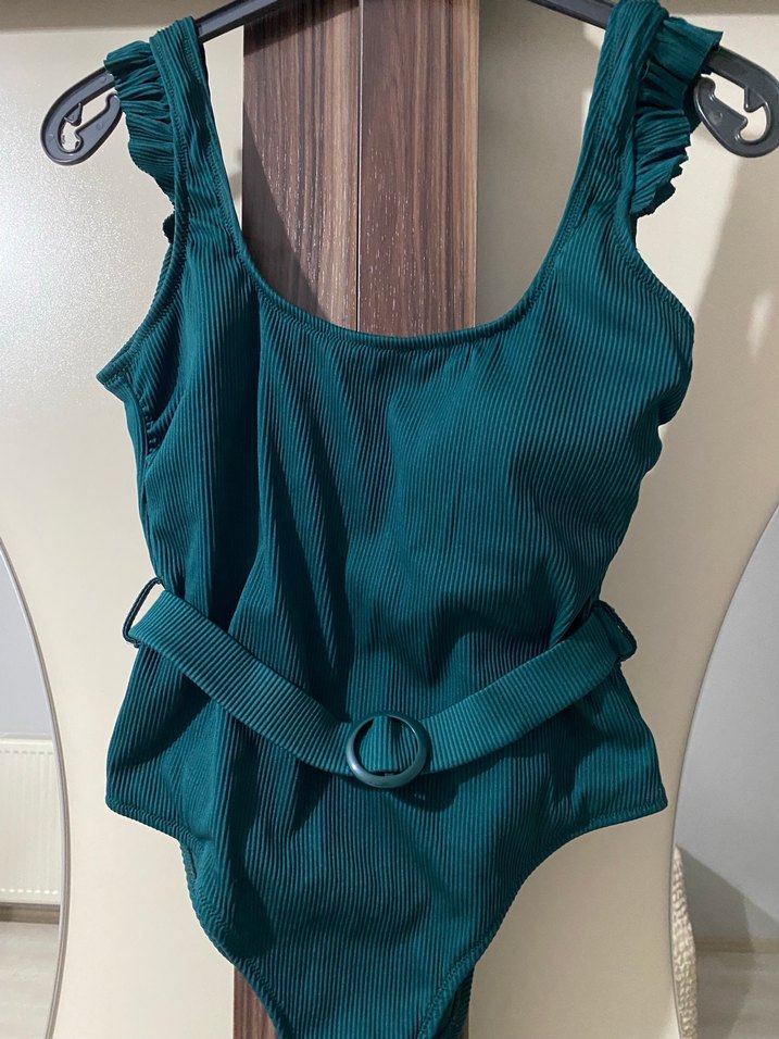 Kemer Detaylı Turkuaz Kadın Mayo - Görsel 2