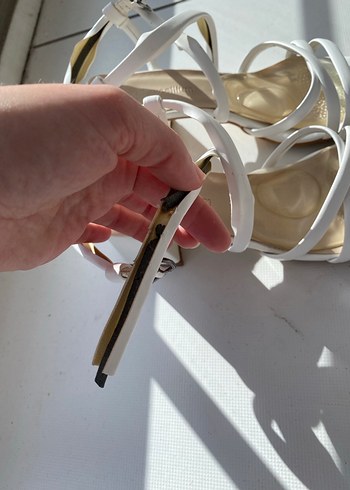 36 Beden beyaz Renk Beyaz Bantlı Stiletto Kadın Sandalet