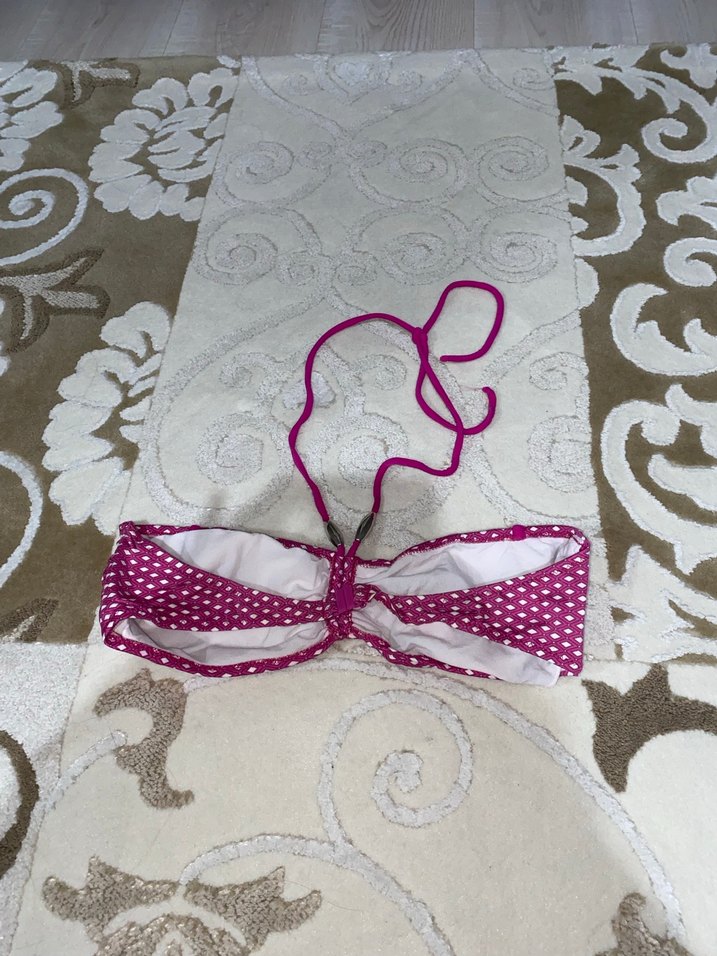 Pembe Puantiyeli Strappy Bikini Üstü 75-80 beden uyumlu - Görsel 3