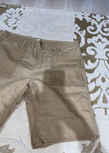Bej Erkek Mini Pamuklu Rahat Kesim Şort (Bir beden büyük gibi) - Görsel 4