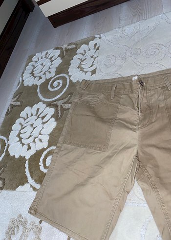 Bej Erkek Mini Pamuklu Rahat Kesim Şort (Bir beden büyük gibi) - Görsel 3